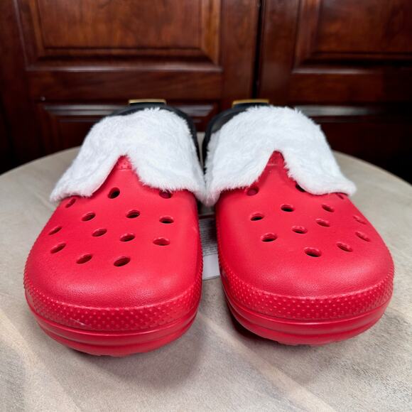 Crocs Classic Lined Santa Christmas Clogs Men’s Size 11 Red White Holiday NEW - Picture 15 of 15